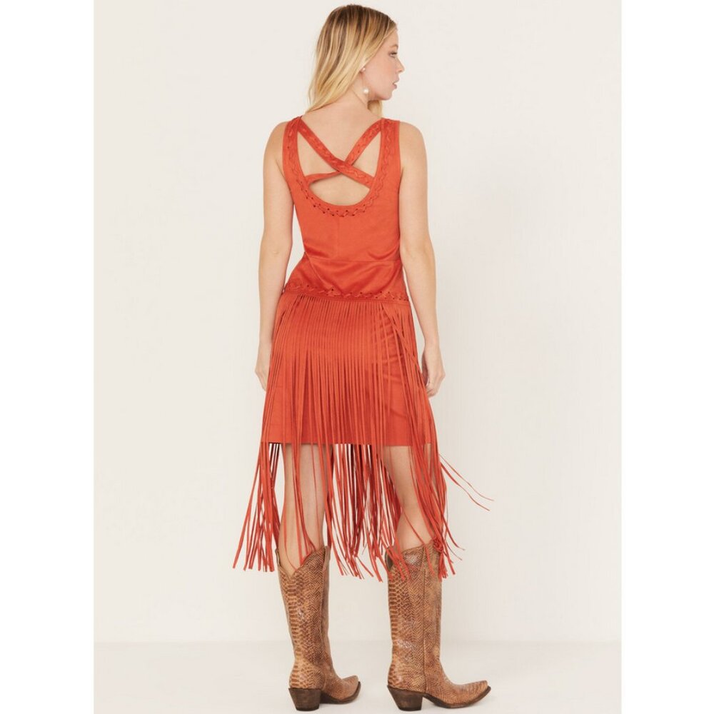 Idyllwind Sz. S Country Mannor Faux Suede Fringe Mini Dress